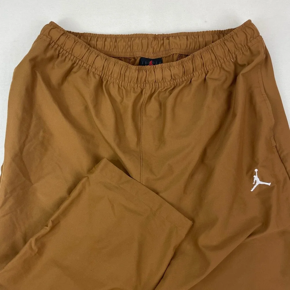 Jordan Essentials Men Woven Pants Brown Jumpman Logo Straight Leg Large 0291